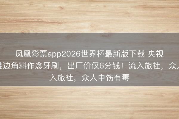 凤凰彩票app2026世界杯最新版下载 央视曝光：拖鞋边角料作念牙刷，出厂价仅6分钱！流入旅社，众人申饬有毒