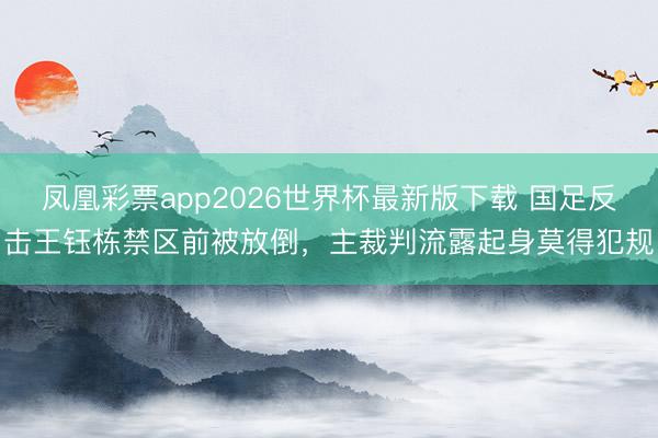 凤凰彩票app2026世界杯最新版下载 国足反击王钰栋禁区前被放倒，主裁判流露起身莫得犯规