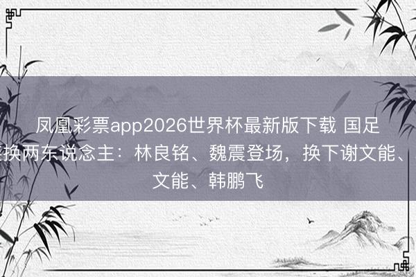 凤凰彩票app2026世界杯最新版下载 国足半场连换两东说念主：林良铭、魏震登场，换下谢文能、韩鹏飞
