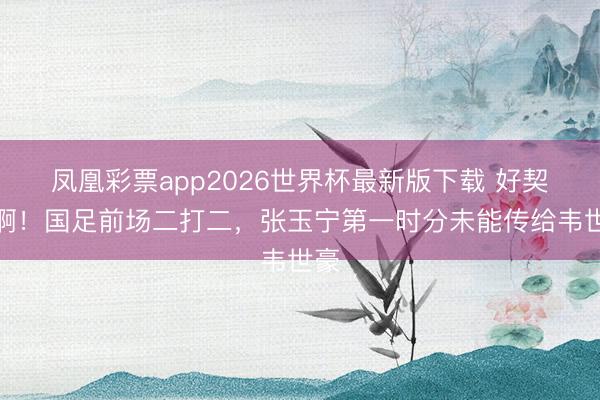 凤凰彩票app2026世界杯最新版下载 好契机啊！国足前场二打二，张玉宁第一时分未能传给韦世豪