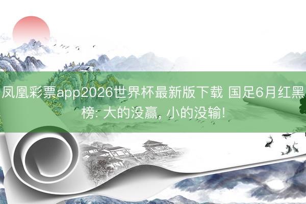 凤凰彩票app2026世界杯最新版下载 国足6月红黑榜: 大的没赢, 小的没输!