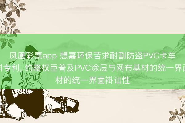 凤凰彩票app 想嘉环保苦求耐割防盗PVC卡车蓬盖材料专利， 约略权臣普及PVC涂层与网布基材的统一界面褂讪性
