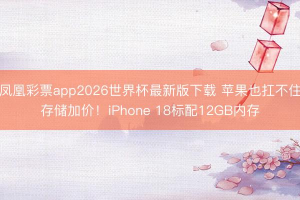 凤凰彩票app2026世界杯最新版下载 苹果也扛不住存储加价！iPhone 18标配12GB内存