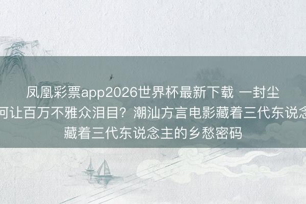 凤凰彩票app2026世界杯最新下载 一封尘封的侨批,为何让百万不雅众泪目?潮汕方言电影藏着三代东说念主的乡愁密码