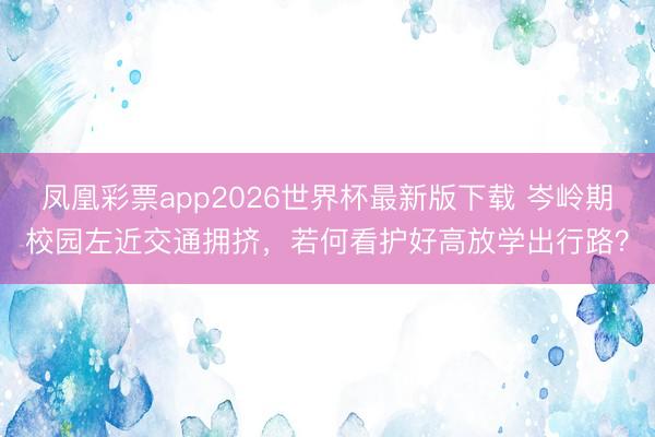 凤凰彩票app2026世界杯最新版下载 岑岭期校园左近交通拥挤,若何看护好高放学出行路?