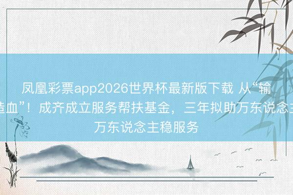 凤凰彩票app2026世界杯最新版下载 从“输血”到“造血”！成齐成立服务帮扶基金，三年拟助万东说念主稳服务