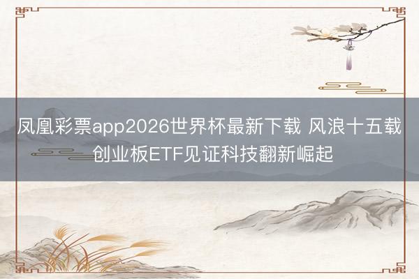 凤凰彩票app2026世界杯最新下载 风浪十五载 创业板ETF见证科技翻新崛起