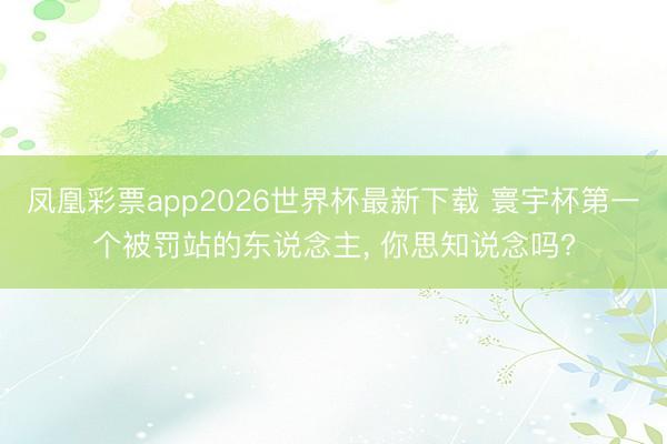 凤凰彩票app2026世界杯最新下载 寰宇杯第一个被罚站的东说念主， 你思知说念吗?